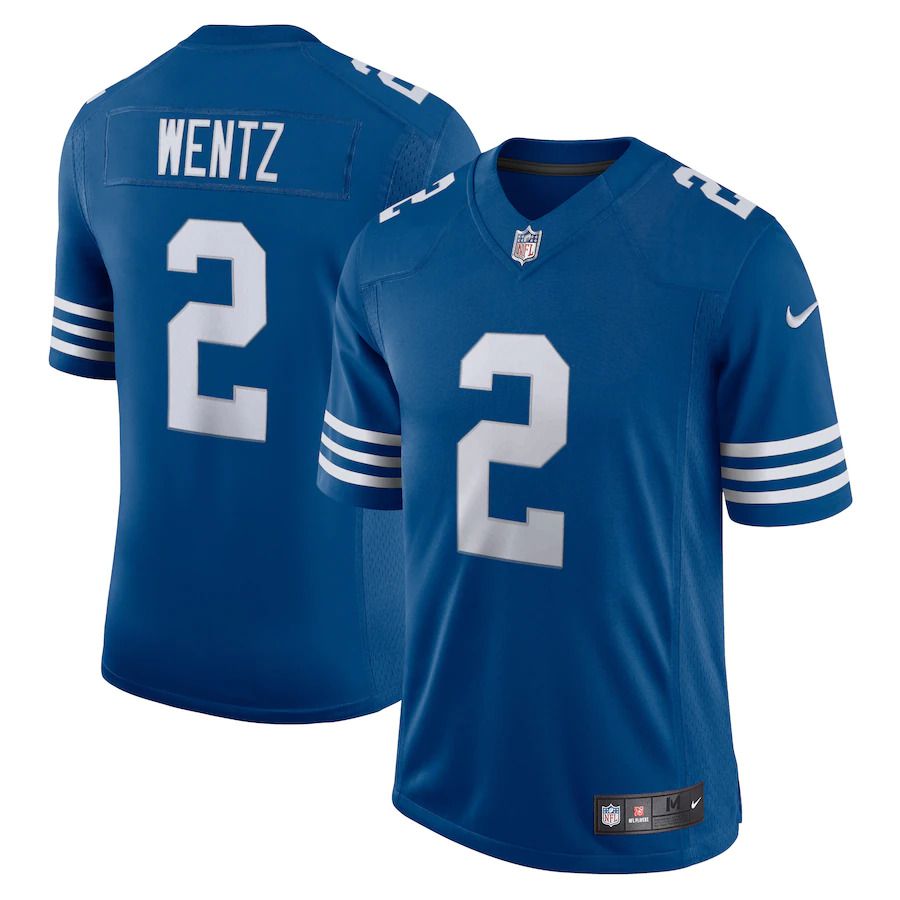 Men Indianapolis Colts 2 Carson Wentz Nike Royal Alternate Vapor Limited NFL Jersey